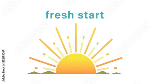 Fresh start sunrise illustration representing new beginnings hope positivity growth and motivational life change concept