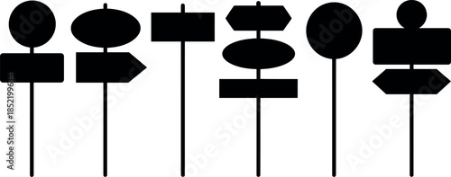 Collection of various blank signpost icons on white background