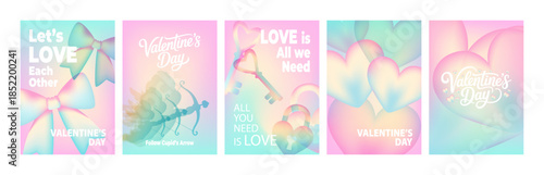 Valentine’s Day card collection vector templates for greeting card website and social media
