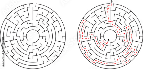 Circular Maze Puzzles Solution Game Challenge Complex Design