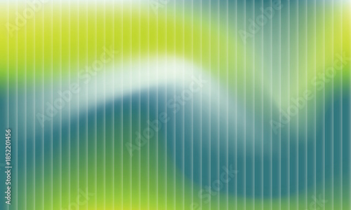 Abstract holographic gradient background in vivid green and deep blue, vertical striped texture, modern design