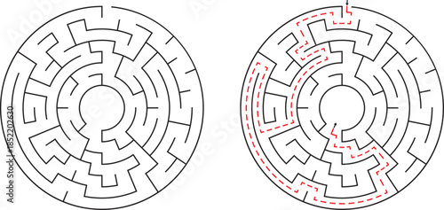 Circular Maze Puzzle Solution Game Challenge Complex Design