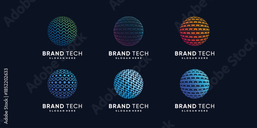 Globe tech logo with creative modern abstract concept part 1