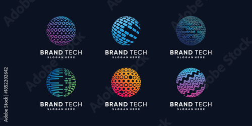 Globe tech logo with creative modern abstract concept part 2