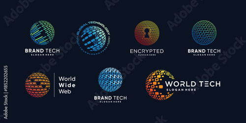 Globe tech logo with creative modern abstract concept part 3