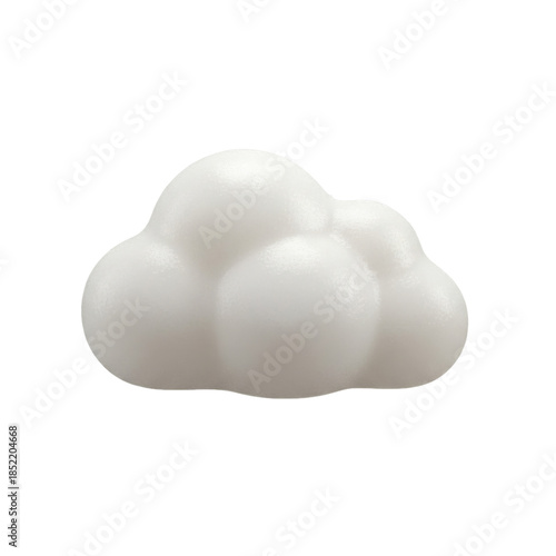 Fluffy White Cloud Shape Isolated on Black Background with Soft Lighting Representing Weather Concepts and Digital Icons