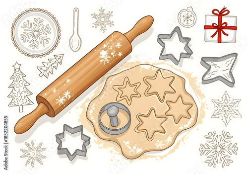 set of pizza labels, Christmas and snowman