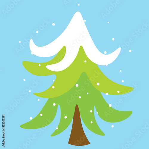 Advent calendar. Christmas print. Christmas Tree with decorations and illuminations. Doodle Design for hiliday card, poster.