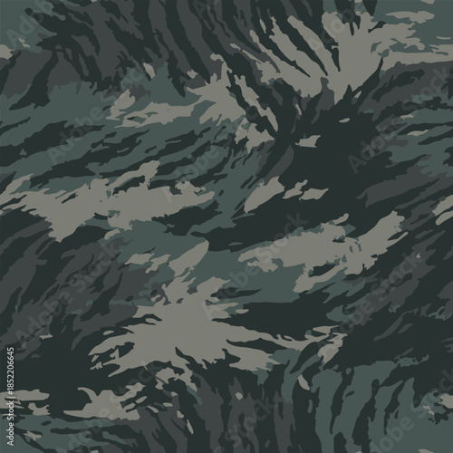 Camouflage seamless pattern. Forest real tree camouflage design. Hunting camouflage. Tiger stripe pattern. Tiger stripe camouflage pattern	
