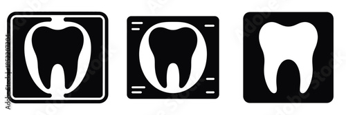 Dental X-Ray Silhouette Icons Set – Tooth Radiography Vector Illustration for Dentist Clinic, Oral Health, Dental Examination, Dental Care, and Medical Diagnosis Design