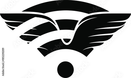 High Speed Wireless WiFi Signal with Wings Illustrator Vector 