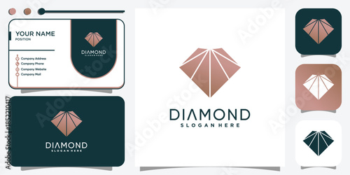 Diamond logo with modern creative abstract concept Premium Vector