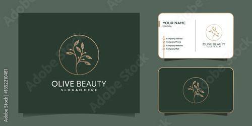 Olive logo design with creative line style Premium Vector
