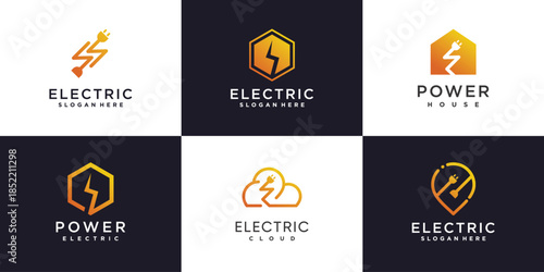 Electric logo collection with creative element concept Premium Vector part 2