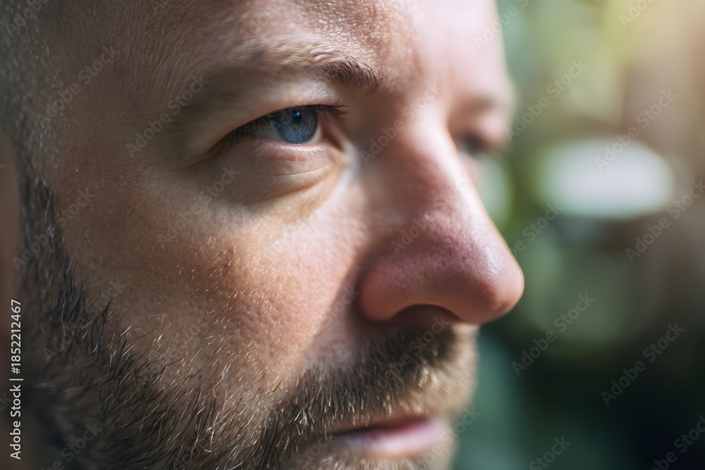 Obraz premium Close up shot of a person's face in a side profile view