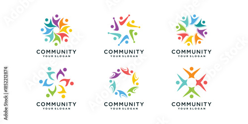 Community logo collection with creative concept Premium Vector