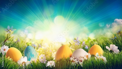 Art Spring And Easter Background With Spring Flowers
