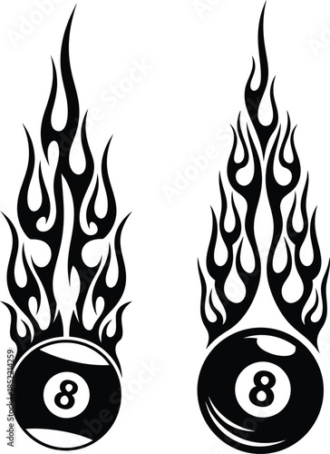 Flames rising from billiard balls