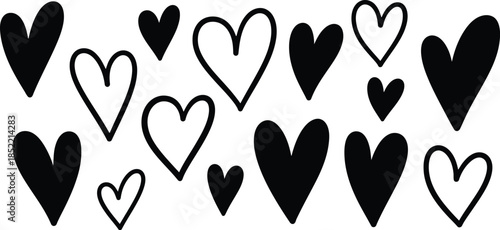 Assorted hearts in black and white