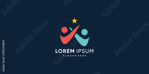 People logo with reach the dream concept Premium Vector part 4