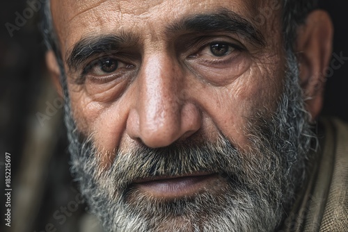 Close up portrait reveals the depth and texture of a mature man's face