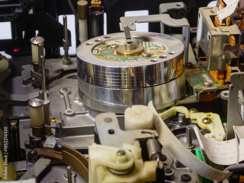 Internal Mechanism of Vintage Video Cassette Recorder