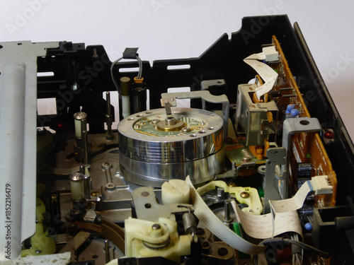 Inside of Vintage VCR Video Head Mechanism Close-up