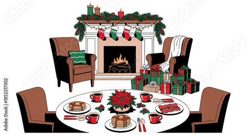 set of pizza labels, Christmas and snowman