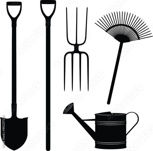 Gardening tools isolated on transparent background