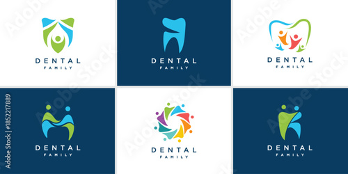 Family dental logo collection Premium Vector