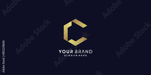 Golden C letter logo with creative concept Premium Vector part 8