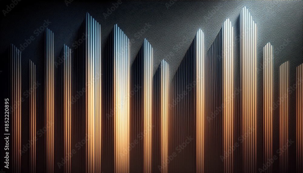 Obraz premium abstract shadow and light pattern with vertical stripes on dark background created by soft illumination casting unique shapes and textures