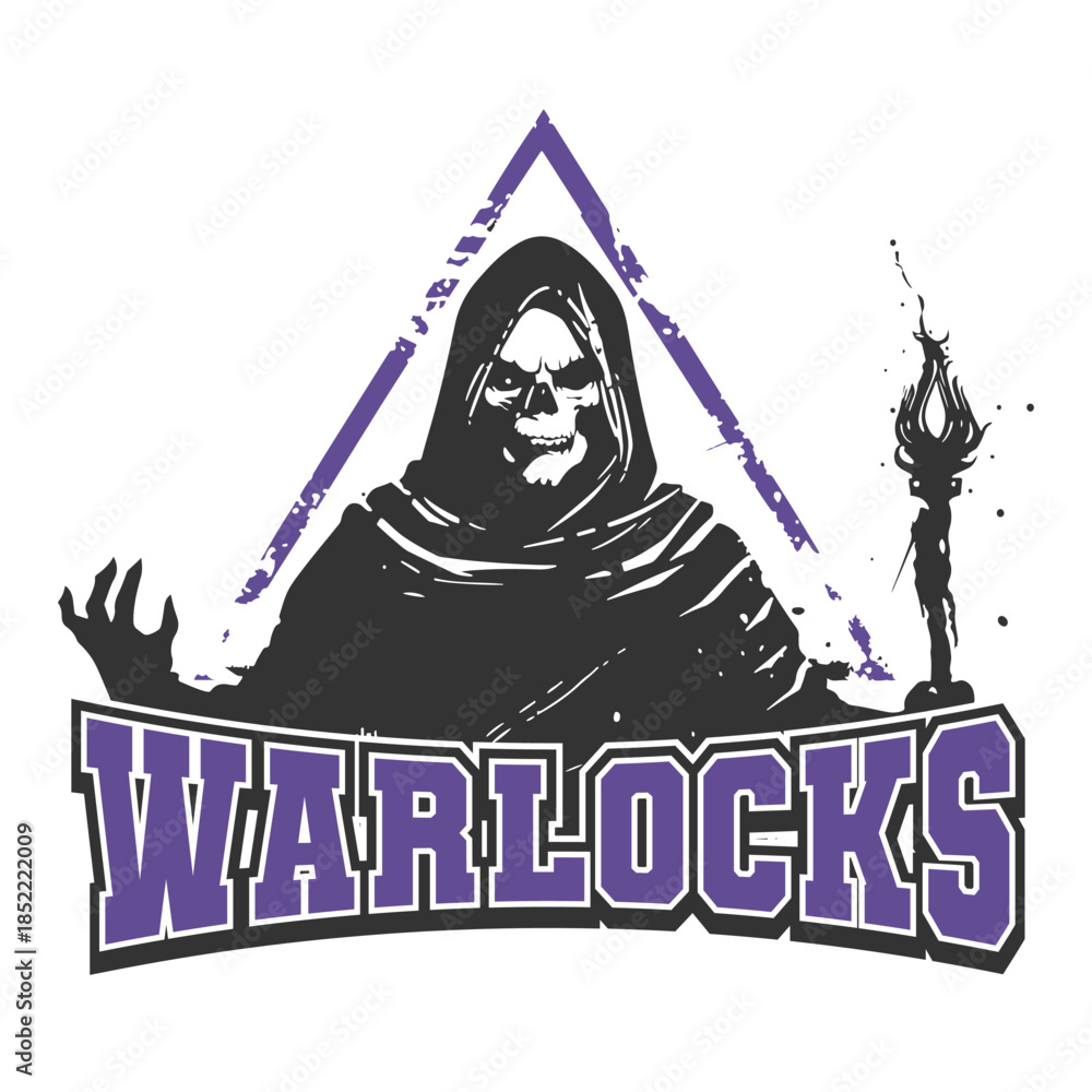 Obraz premium Warlock skull vector mascot design logo for school team varsity.