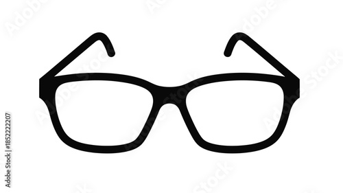 Simple black outline of eyeglasses a common vision correction accessory displayed on a white background