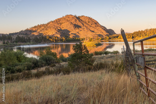 Hill at sunset over Leader Lake
