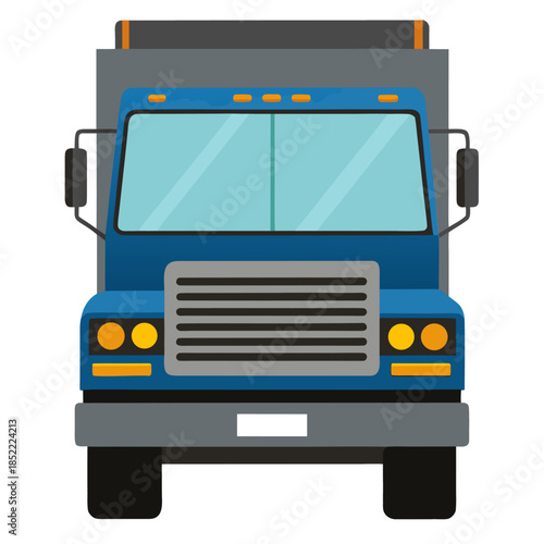 Blue Delivery Truck front view. Isolated Vector Illustration
