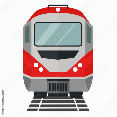 Modern train front view. Isolated vector illustration