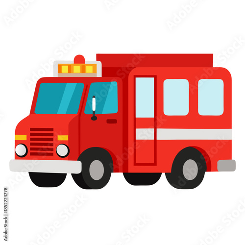 Wallpaper Mural Fire truck shown in side view, isolated on white background. Vector illustration suitable for emergency services, safety and transportation design projects Torontodigital.ca