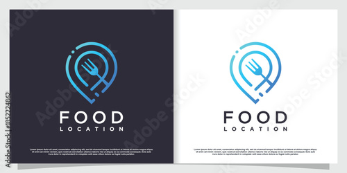 Food location logo with simple and creative element style Premium Vector part 1