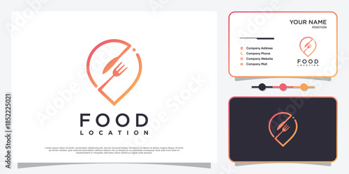 Food location logo with simple and creative element style Premium Vector part 4