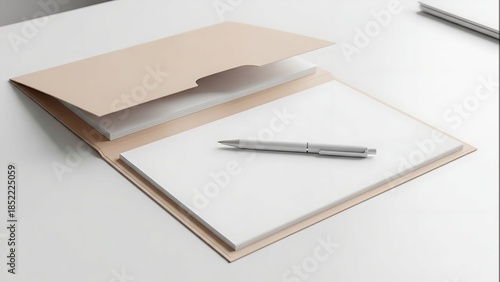 Wallpaper Mural Open Notebook with Pen on White Desk. Torontodigital.ca