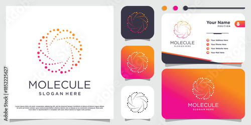 Molecule logo design with modern style Premium Vector