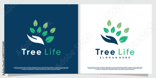 Tree life logo with modern human style Premium Vector part 3