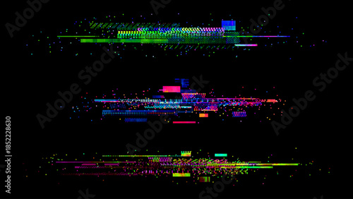 Glitch effect texture. Vector elements set. Colorful Glitch Bars