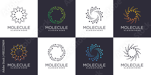Molecule logo collection with creative concept Premium Vector