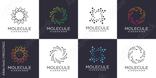 Molecule logo set with creative element style Premium Vector