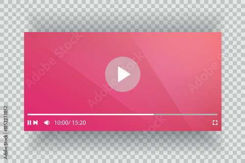 Template video player for web and mobile apps. Modern multimedia playback application. Audio player control panel, media music player.