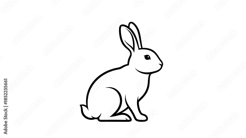 Obraz premium Minimal line of a sitting rabbit isolated on a transparent background