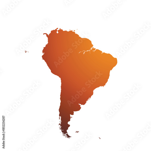 Map of South America, sign silhouette. World Map Globe. Vector Illustration isolated on white background. Latin American continent