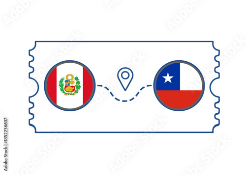 Peru – Chile International Travel Route vector ticket
Vector ticket route between countries